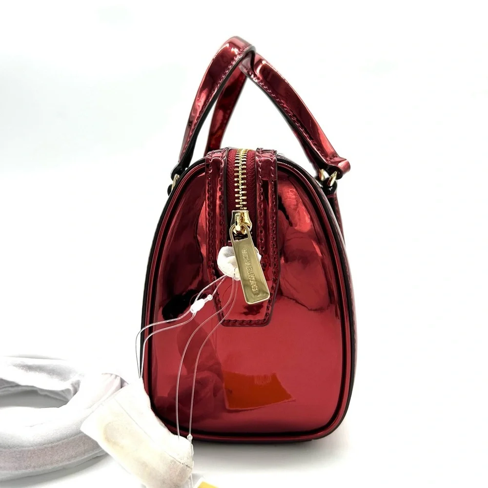 Michael Kors Jet Set Small Patent Duffel Crossbody Bag Cherry